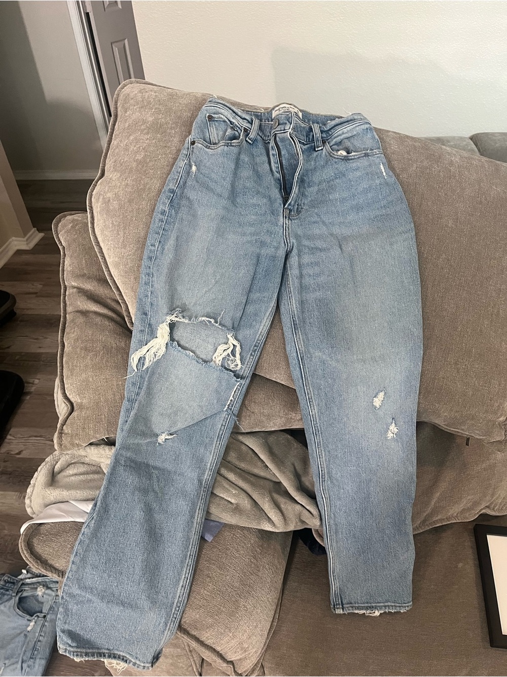 Abercrombie & Fitch Light Blue Distressed Boyfriend Jeans